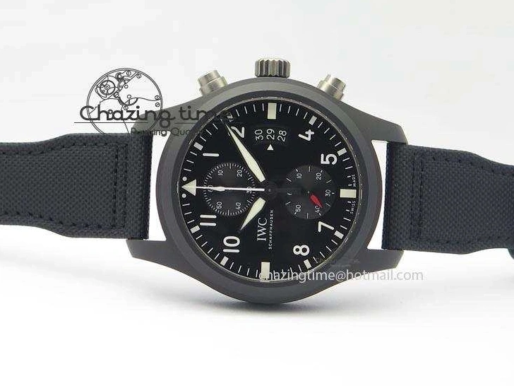 MIROTIME 0412 EasyCare Pilot Chrono IW388001 Real Ceramic ZF 1:1 Best Edition On Black Nylon Strap A 7279